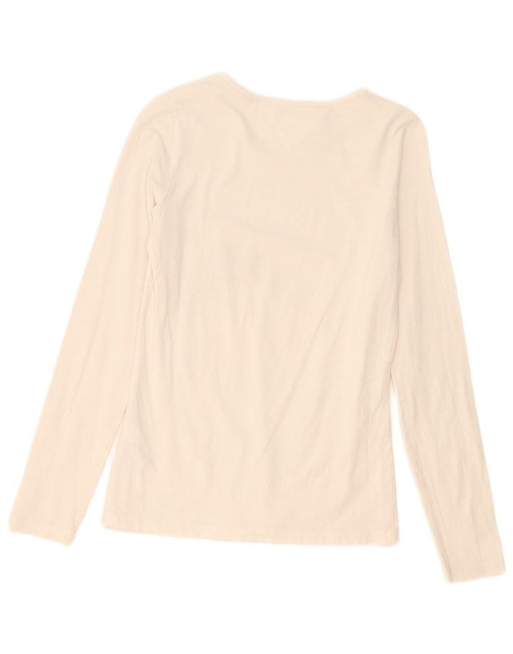 Tommy Hilfiger Womens Top Long Sleeve UK 12 Medium White Cotton