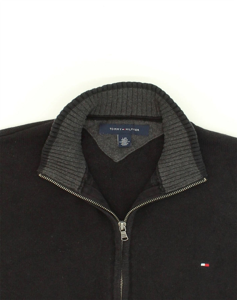 TOMMY HILFIGER Mens Cardigan Sweater Large Black Cotton | Vintage Tommy Hilfiger | Thrift | Second-Hand Tommy Hilfiger | Used Clothing | Messina Hembry 