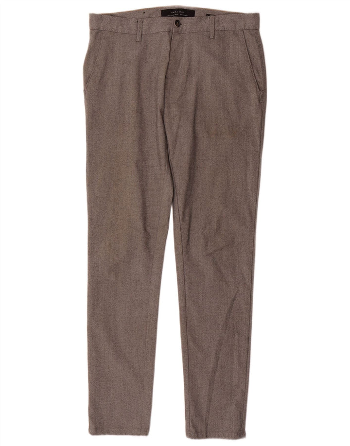 Zara Mens Slim Chino Trousers EU 38 Small W30 L30 Grey