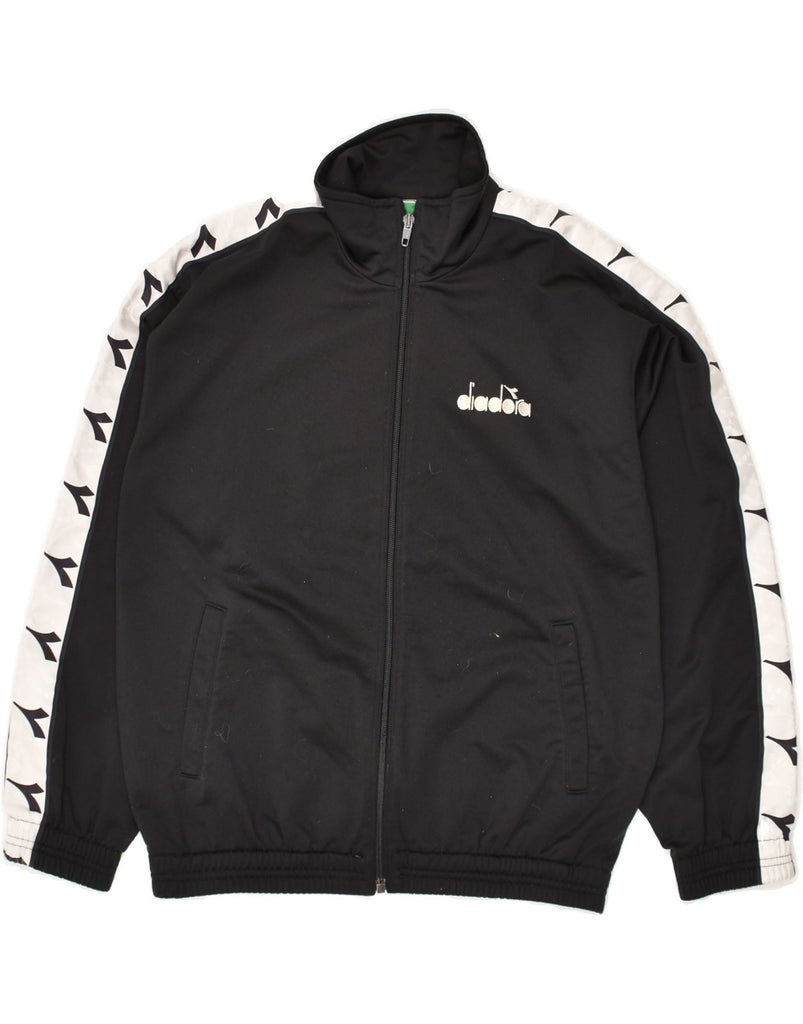 DIADORA Mens Tracksuit Top Jacket UK 34 XS Black Polyester | Vintage Diadora | Thrift | Second-Hand Diadora | Used Clothing | Messina Hembry 