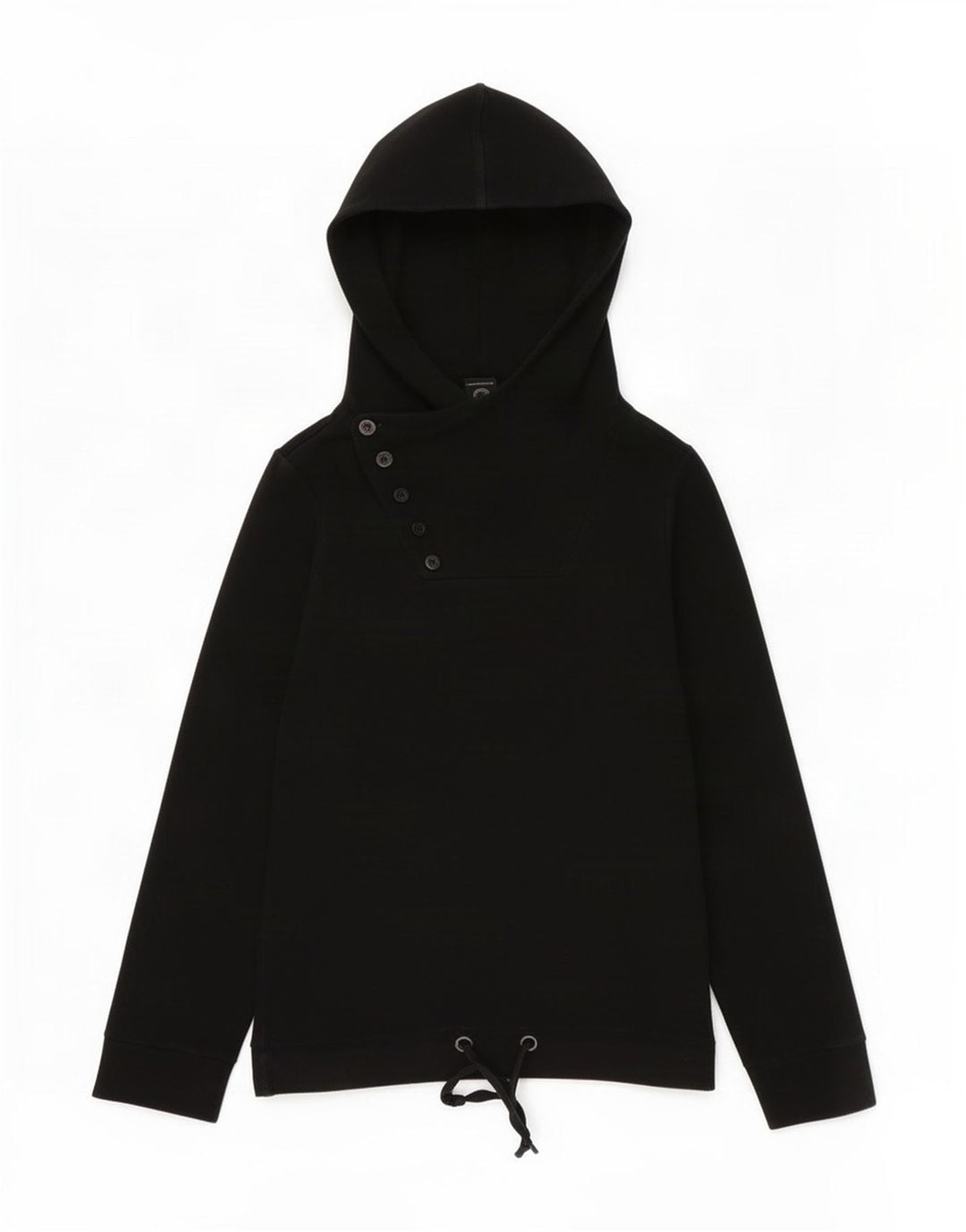 Bench Womens Graphic Button Neck Hoodie Jumper UK 14 Medium Black