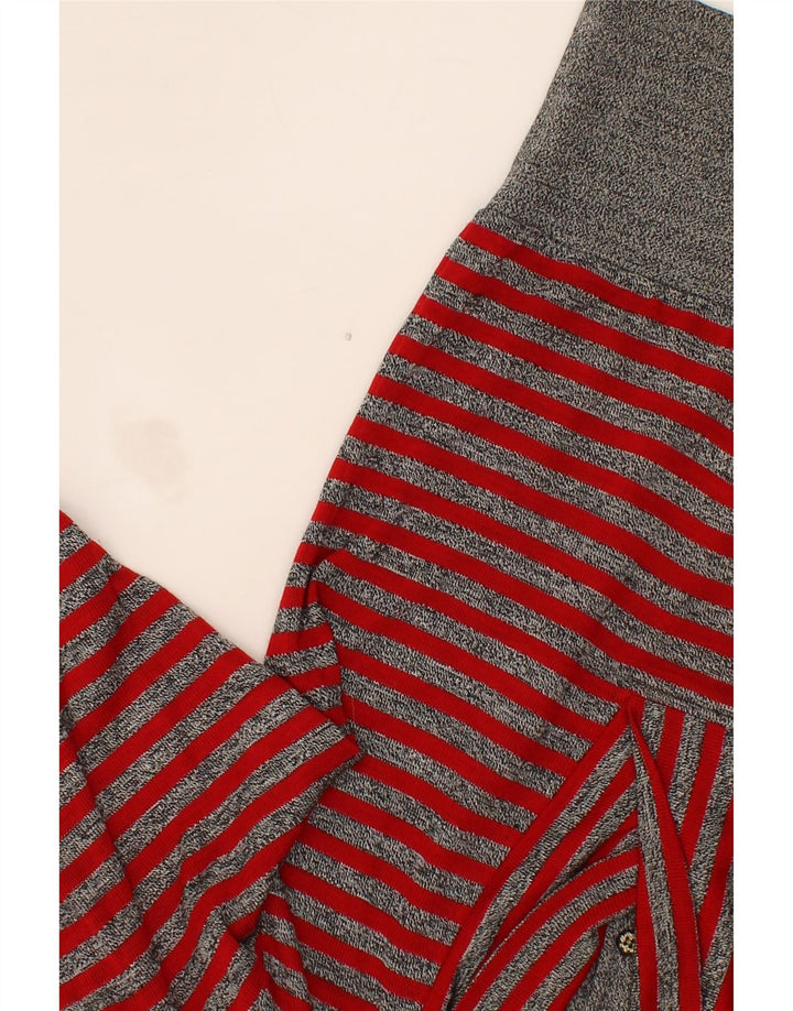 VINTAGE Womens Longline Polo Neck Jumper Sweater IT 44 Medium Grey Striped Vintage Vintage and Second-Hand Vintage from Messina Hembry 