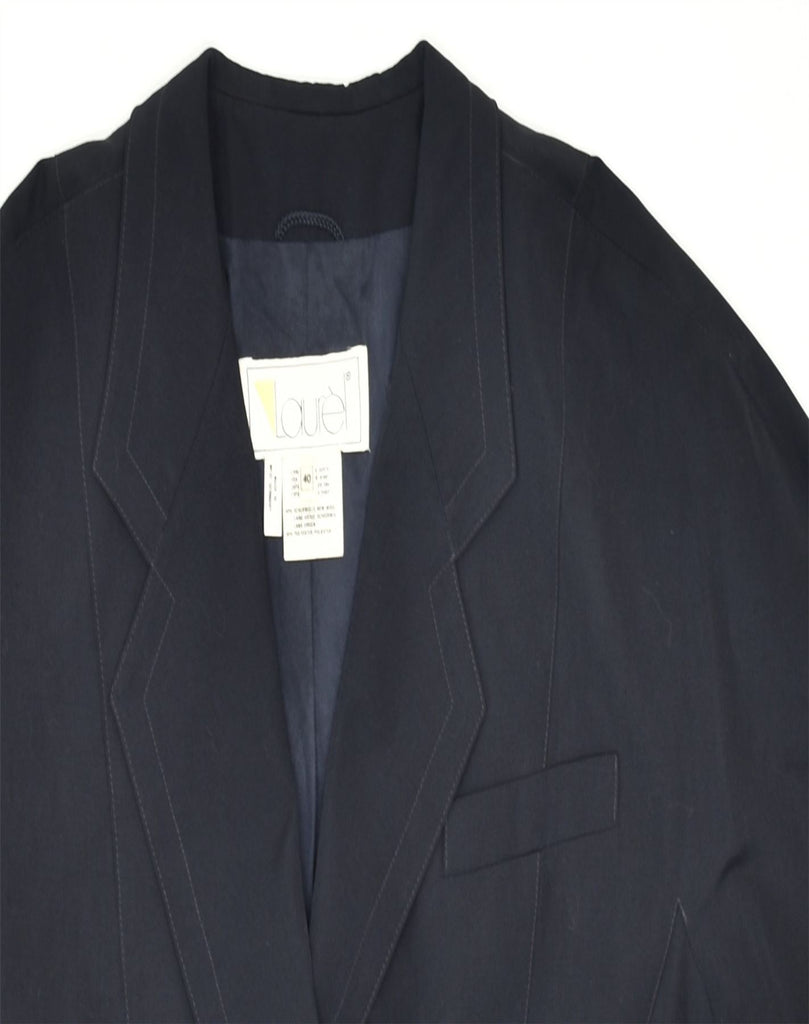 LAUREL Womens Double Breasted Blazer Jacket EU 40 Medium Navy Blue Wool | Vintage | Thrift | Second-Hand | Used Clothing | Messina Hembry 