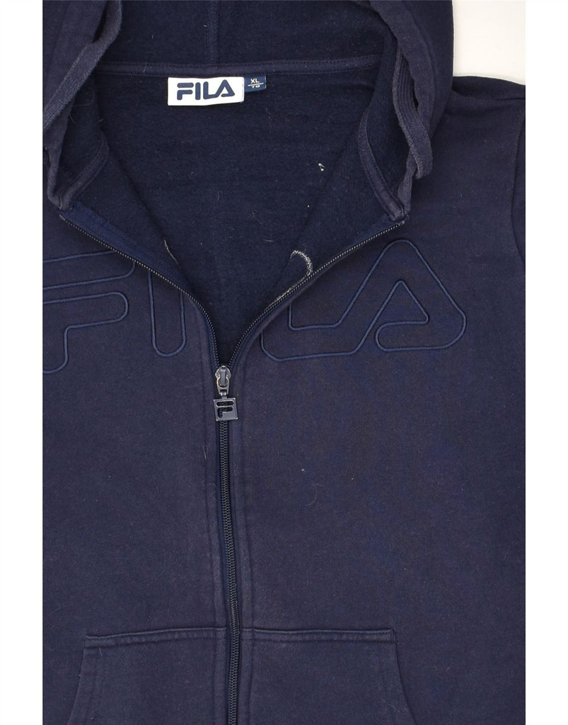 FILA Womens Zip Hoodie Sweater UK 18 XL Navy Blue Cotton | Vintage Fila | Thrift | Second-Hand Fila | Used Clothing | Messina Hembry 