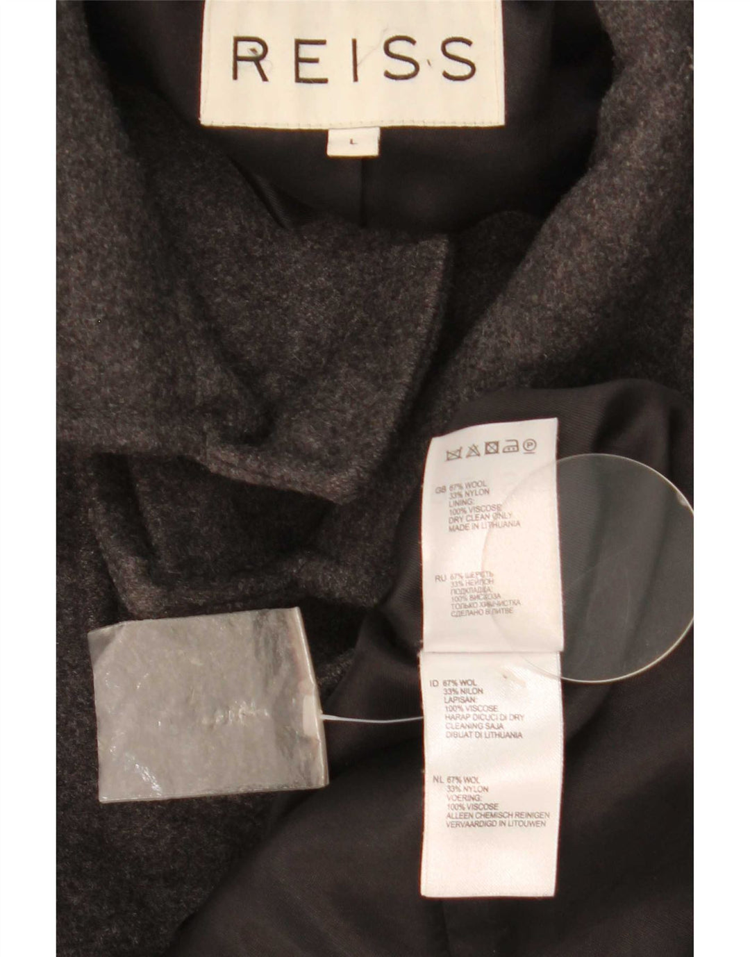 Reiss Mens Overcoat UK 40 Large Grey Wool