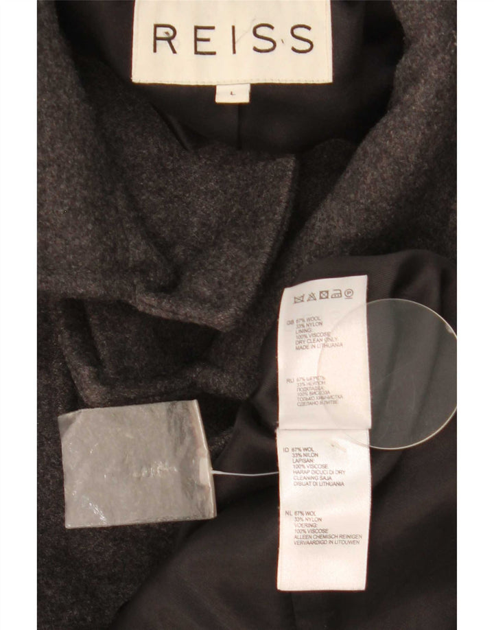 Reiss Mens Overcoat UK 40 Large Grey Wool