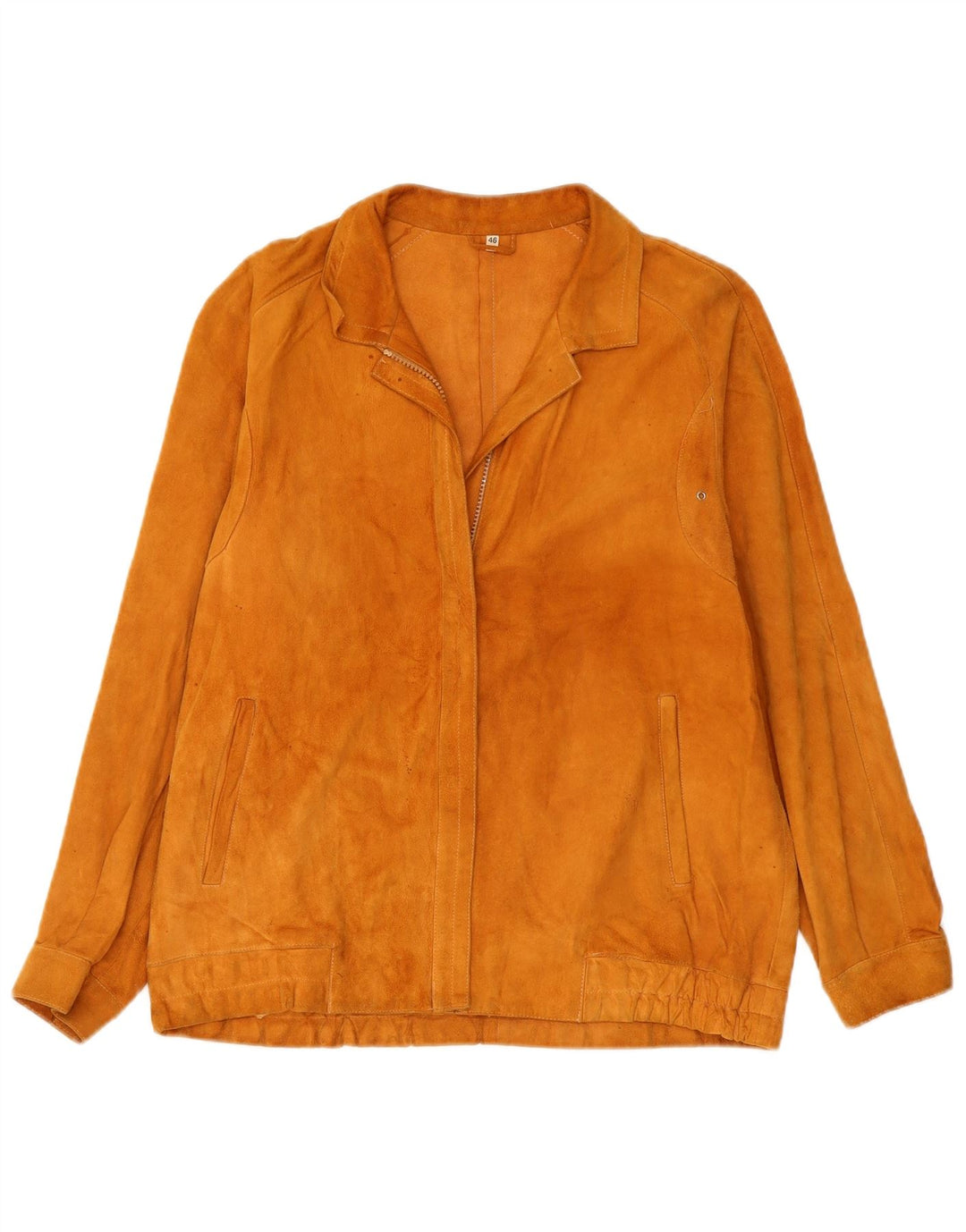 Vintage Womens Suede Jacket IT 46 Large Beige Leather