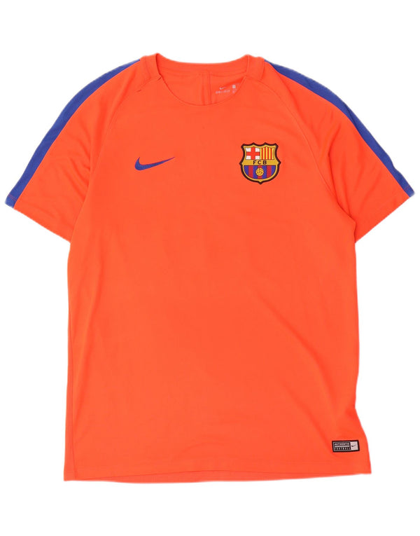 Nike Mens Barcelona Graphic T-Shirt Top Large Orange Colourblock Polyester