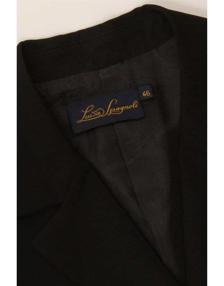 LUISA SPAGNOLI Womens 3 Button Blazer Jacket IT 46 Large Black Polyester Vintage Luisa Spagnoli and Second-Hand Luisa Spagnoli from Messina Hembry 