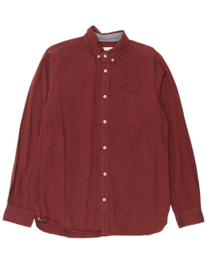 Jack & Jones Mens Shirt Large Burgundy Cotton