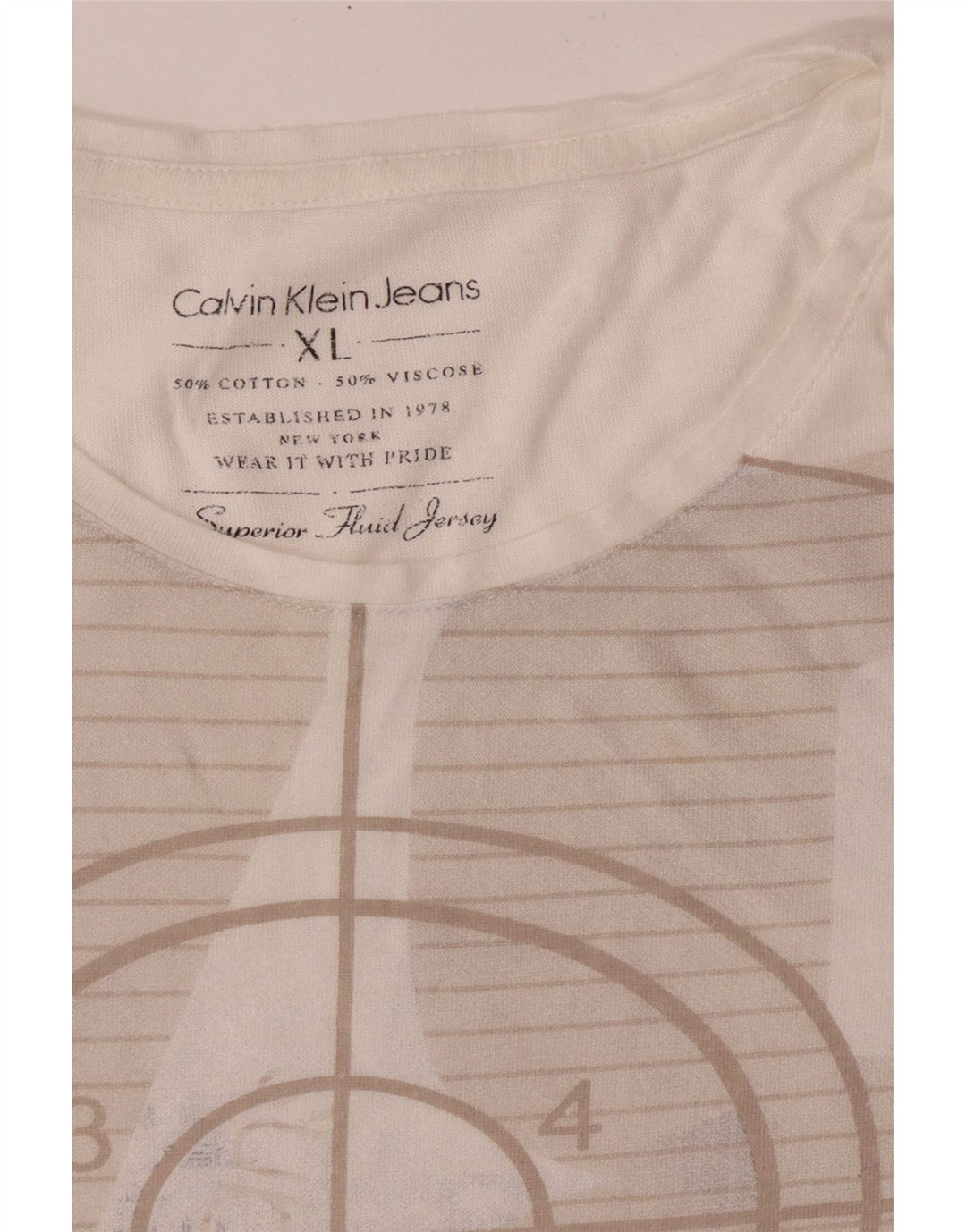 CALVIN KLEIN JEANS Womens Graphic T-Shirt Top UK 18 XL White Cotton