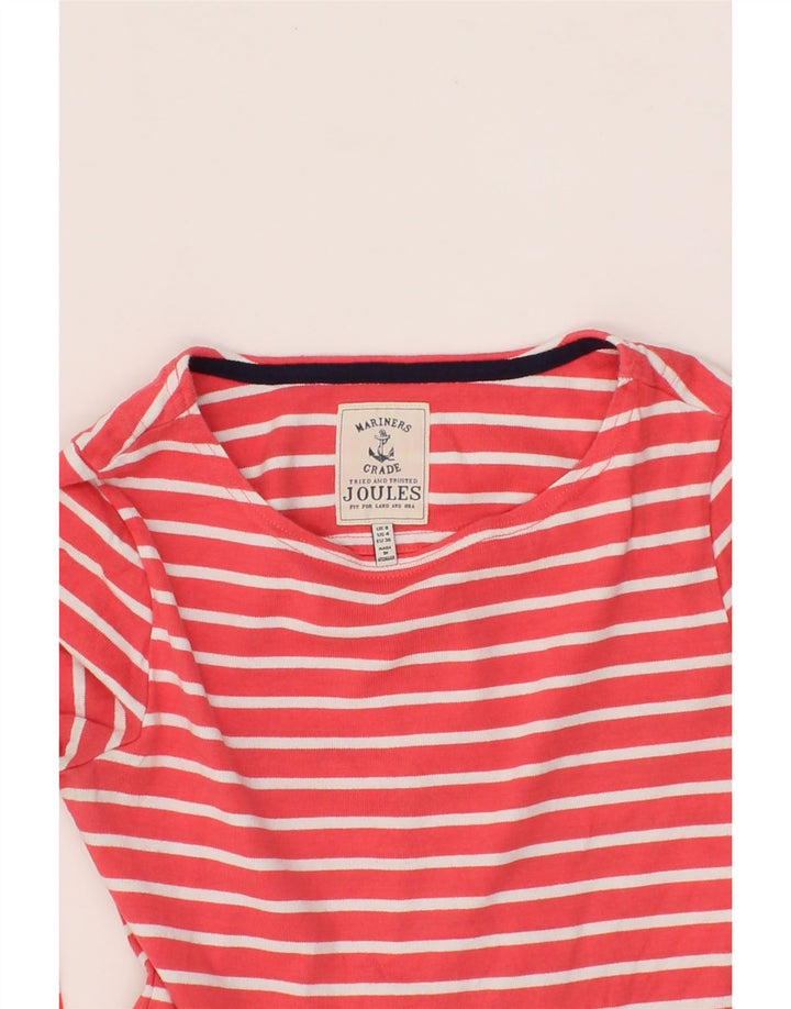 JOULES Womens Top 3/4 Sleeve UK 8 Small Red Striped Cotton Vintage Joules and Second-Hand Joules from Messina Hembry 