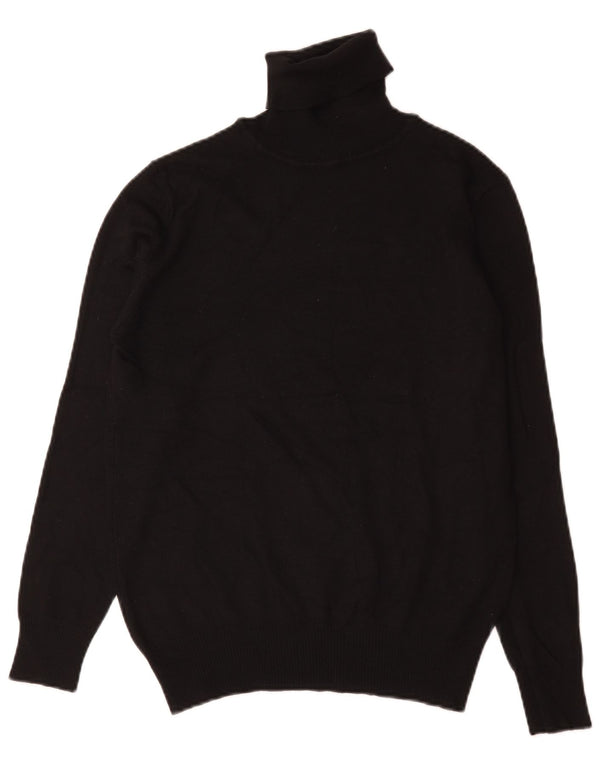 Zara Mens Roll Neck Jumper Sweater Medium Black Acrylic