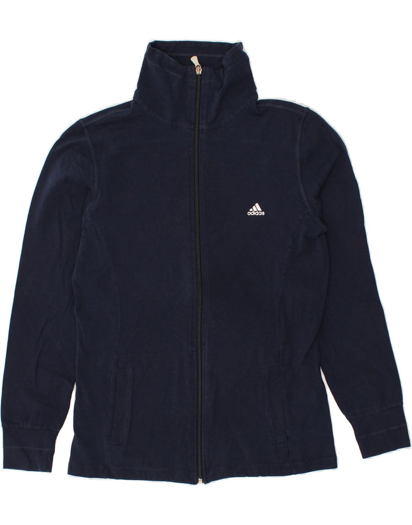 ADIDAS Womens Tracksuit Top Jacket UK 12 Medium Navy Blue Cotton | Vintage Adidas | Thrift | Second-Hand Adidas | Used Clothing | Messina Hembry 