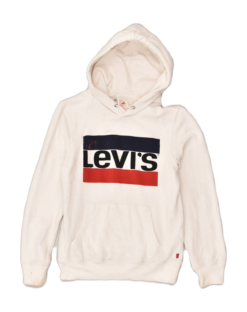 LEVI'S Mens Graphic Hoodie Jumper XS White Cotton | Vintage Levi's | Thrift | Second-Hand Levi's | Used Clothing | Messina Hembry 