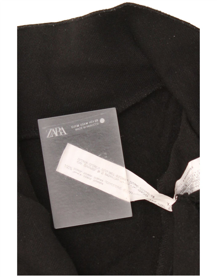 Zara Womens Oversized Zip Neck Jumper Sweater UK 14 Medium Black Polyester