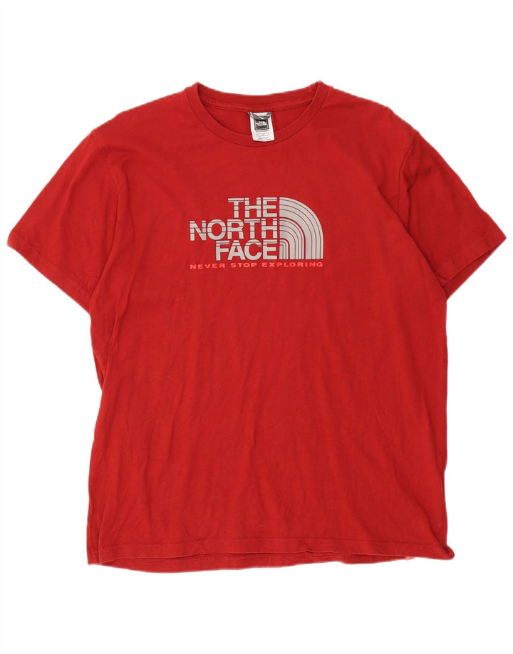THE NORTH FACE Mens Graphic T-Shirt Top Large Red Cotton