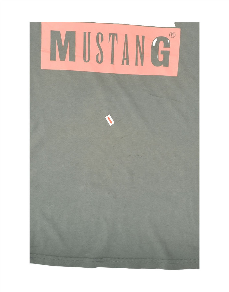 MUSTANG Womens Graphic T-Shirt Top UK 14 Medium Grey Cotton | Vintage Mustang | Thrift | Second-Hand Mustang | Used Clothing | Messina Hembry 