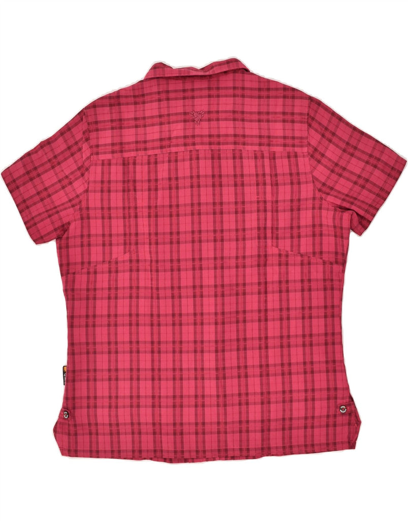 JACK WOLFSKIN Womens Short Sleeve Shirt UK 18/20 XL Pink Check Polyester | Vintage Jack Wolfskin | Thrift | Second-Hand Jack Wolfskin | Used Clothing | Messina Hembry 
