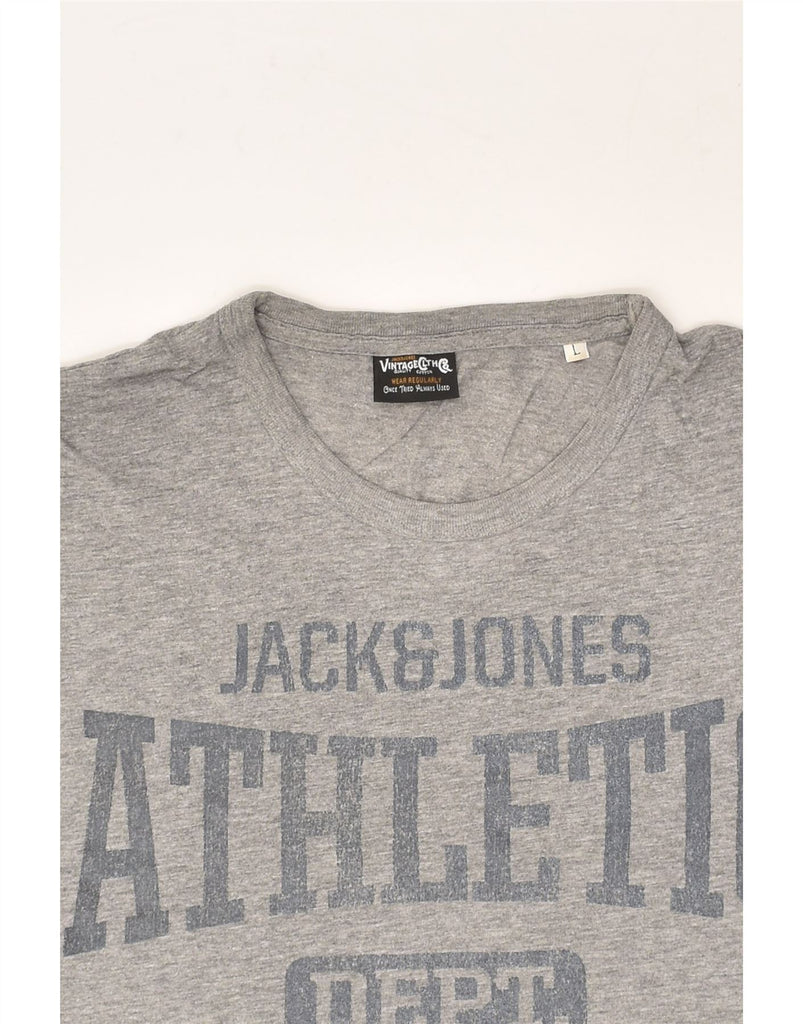 JACK & JONES Mens Graphic T-Shirt Top Large Grey Cotton | Vintage Jack & Jones | Thrift | Second-Hand Jack & Jones | Used Clothing | Messina Hembry 