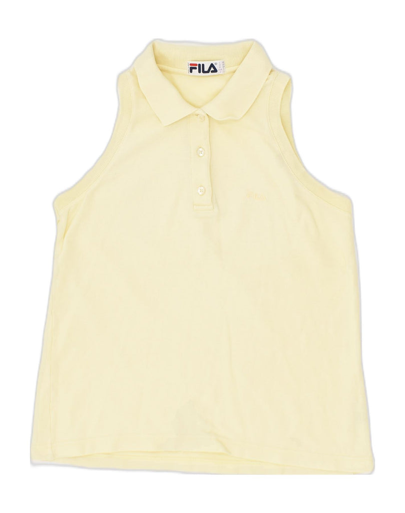 FILA Womens Sleeveless Polo Shirt IT 42 Medium Yellow Cotton | Vintage Fila | Thrift | Second-Hand Fila | Used Clothing | Messina Hembry 