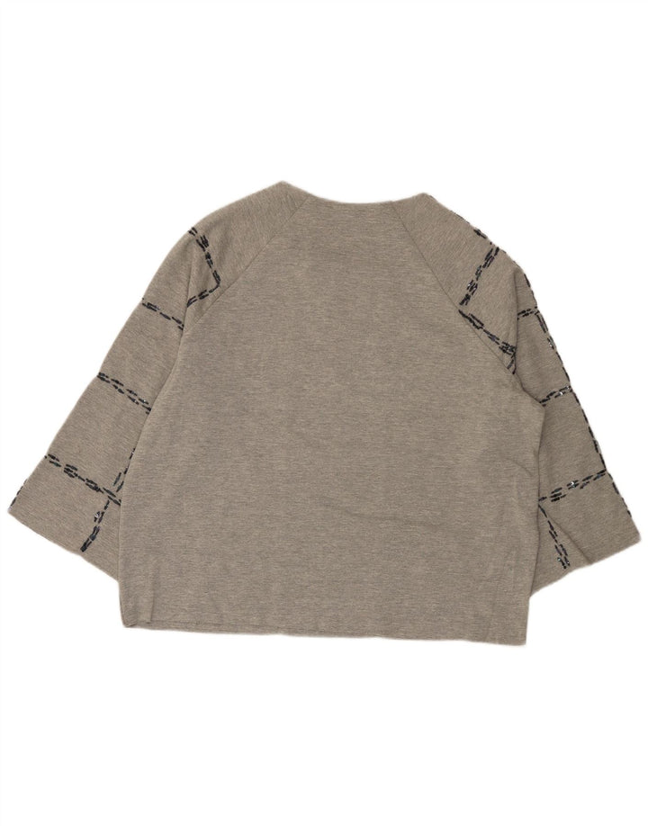 Zara Womens Oversized Top 3/4 Sleeve UK 14 Medium Grey Check