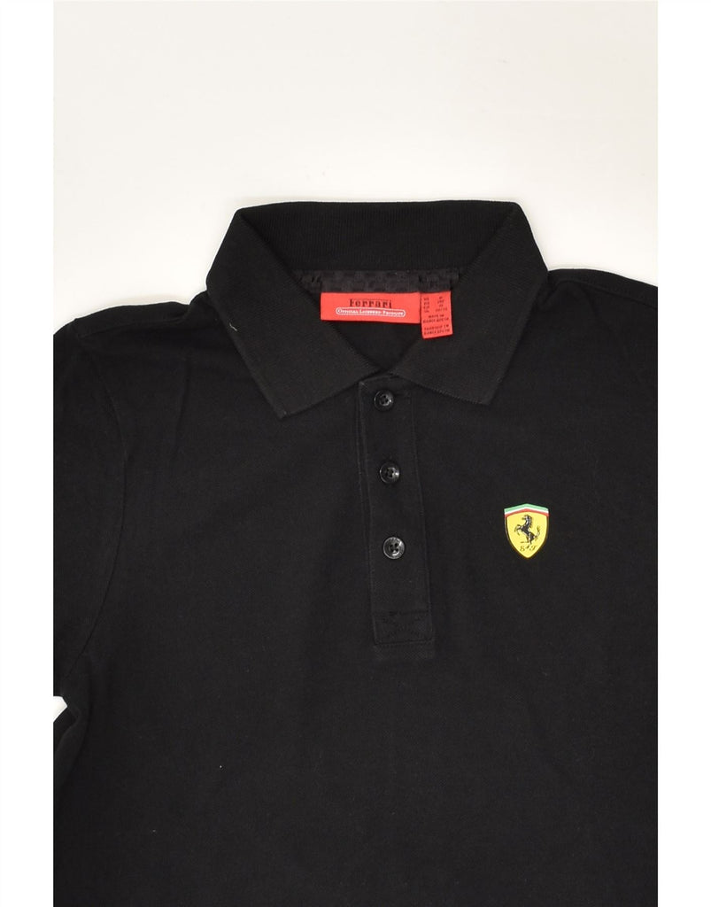 FERRARI Boys Polo Shirt 9-10 Years Black Cotton | Vintage Ferrari | Thrift | Second-Hand Ferrari | Used Clothing | Messina Hembry 