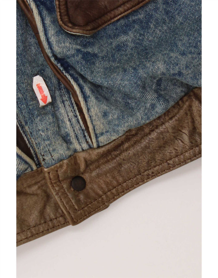 Vintage Mens Reversible Denim Jacket IT 50 Large Blue Leather