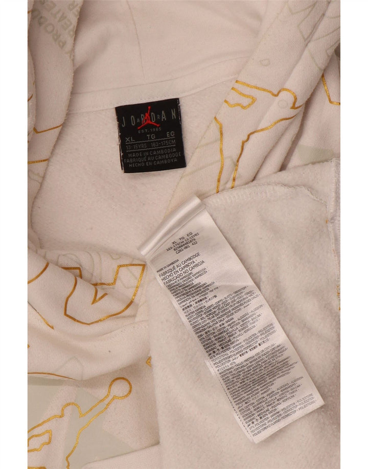 JORDAN Boys Graphic Hoodie Jumper 13-14 Years XL White Cotton