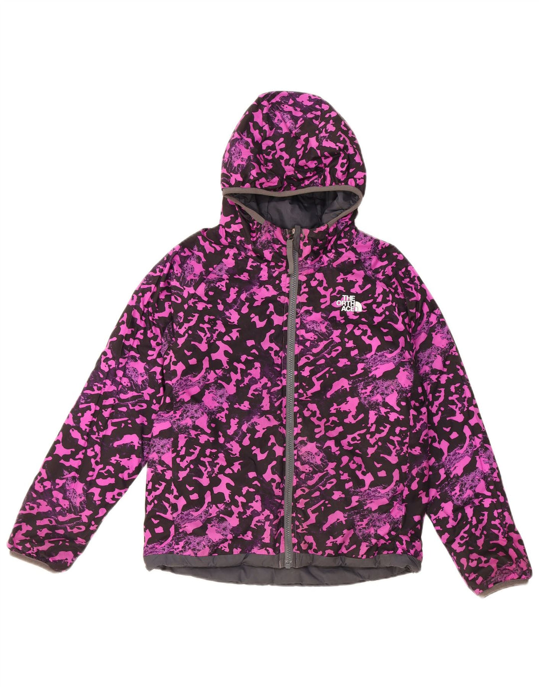 The North Face Girls Hooded Reversible Jacket 9-10 Years Medium Black