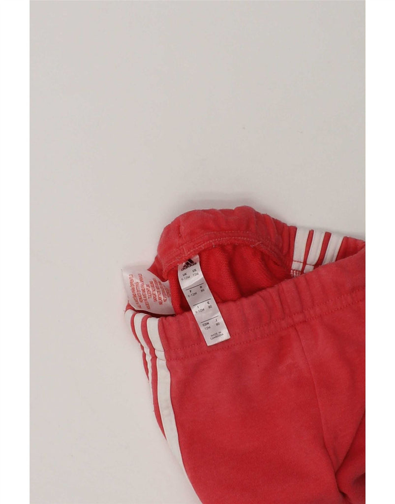 ADIDAS Baby Girls Joggers Tracksuit Trousers 9-12 Months Red Cotton Vintage Adidas and Second-Hand Adidas from Messina Hembry 