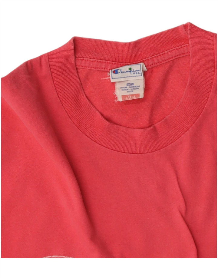 CHAMPION Mens Graphic T-Shirt Top Large Pink Cotton