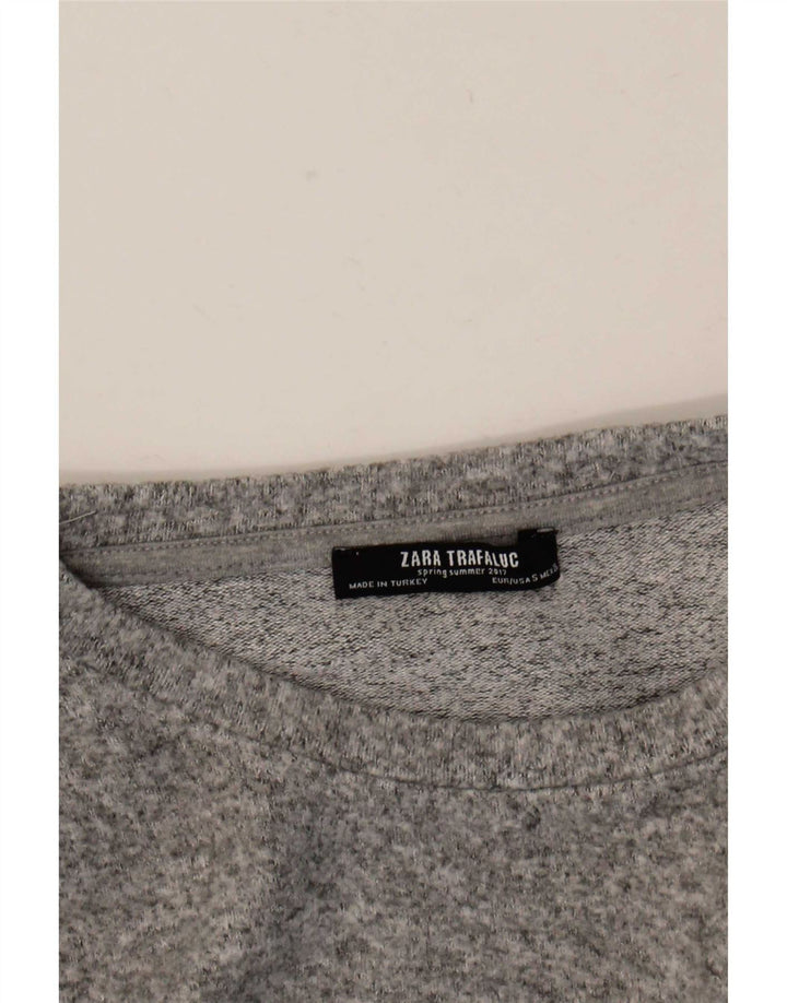 Zara Womens Trafaluc Top Long Sleeve UK 10 Small Grey Flecked