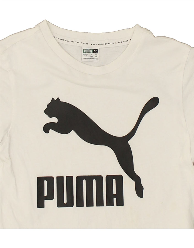 PUMA Boys Graphic T-Shirt Top 7-8 Years White Cotton | Vintage Puma | Thrift | Second-Hand Puma | Used Clothing | Messina Hembry 