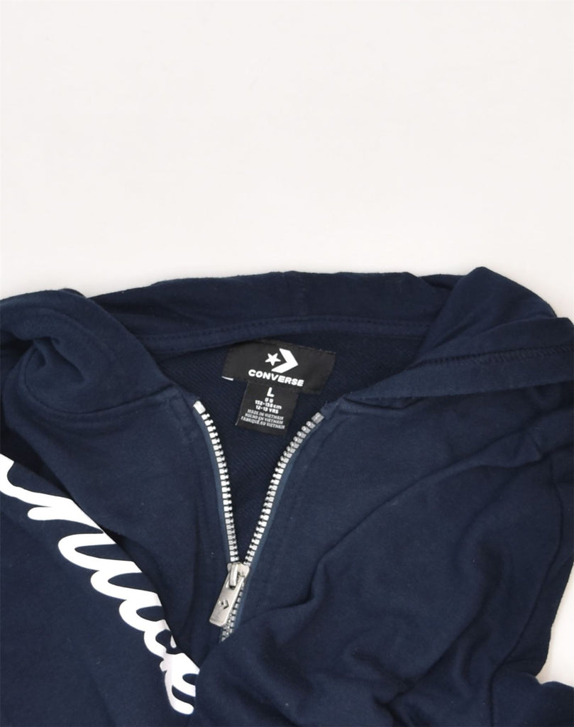 CONVERSE Boys Graphic Zip Hoodie Sweater 12-13 Years Large Navy Blue | Vintage | Thrift | Second-Hand | Used Clothing | Messina Hembry 