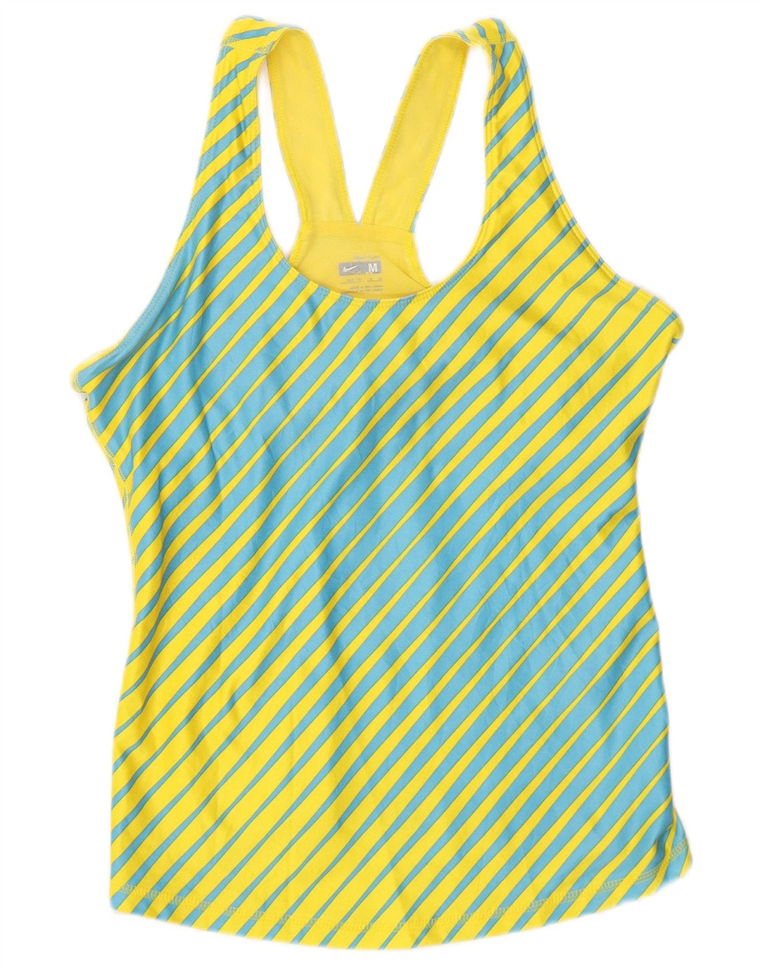 Nike Womens Vest Top US 8/10 Medium Yellow Striped Polyester