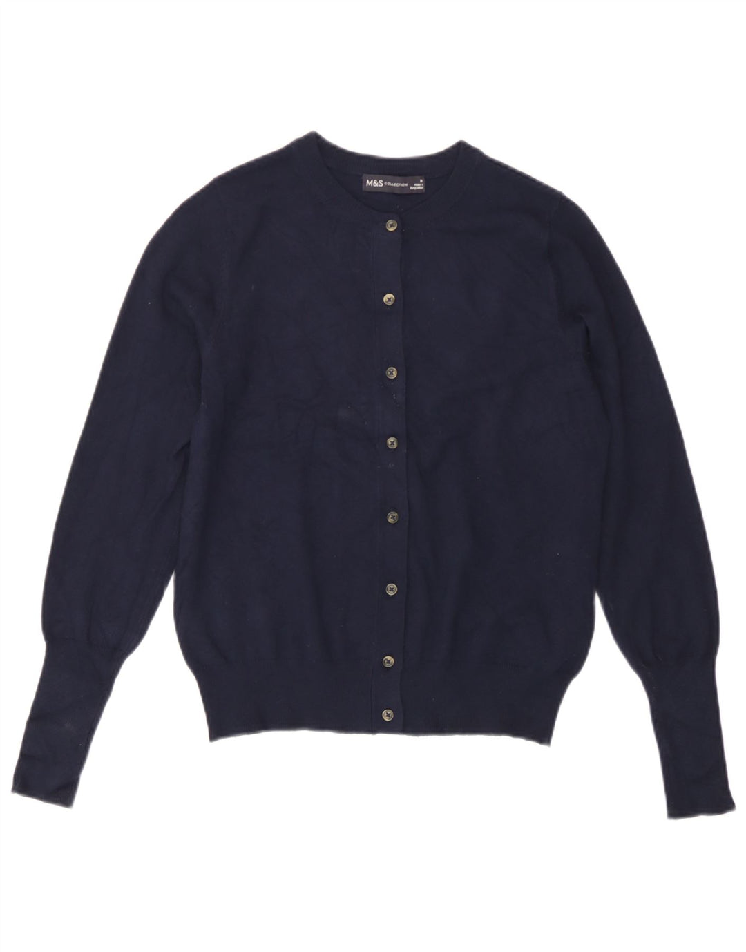 Marks & Spencer Womens Cardigan Sweater UK 10 Small Navy Blue Viscose