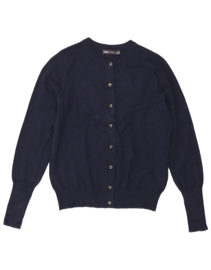 Marks & Spencer Womens Cardigan Sweater UK 10 Small Navy Blue Viscose
