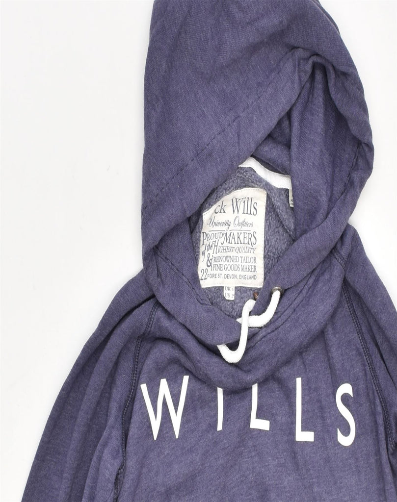 JACK WILLS Womens Graphic Hoodie Jumper UK 6 XS Purple Cotton | Vintage | Thrift | Second-Hand | Used Clothing | Messina Hembry 