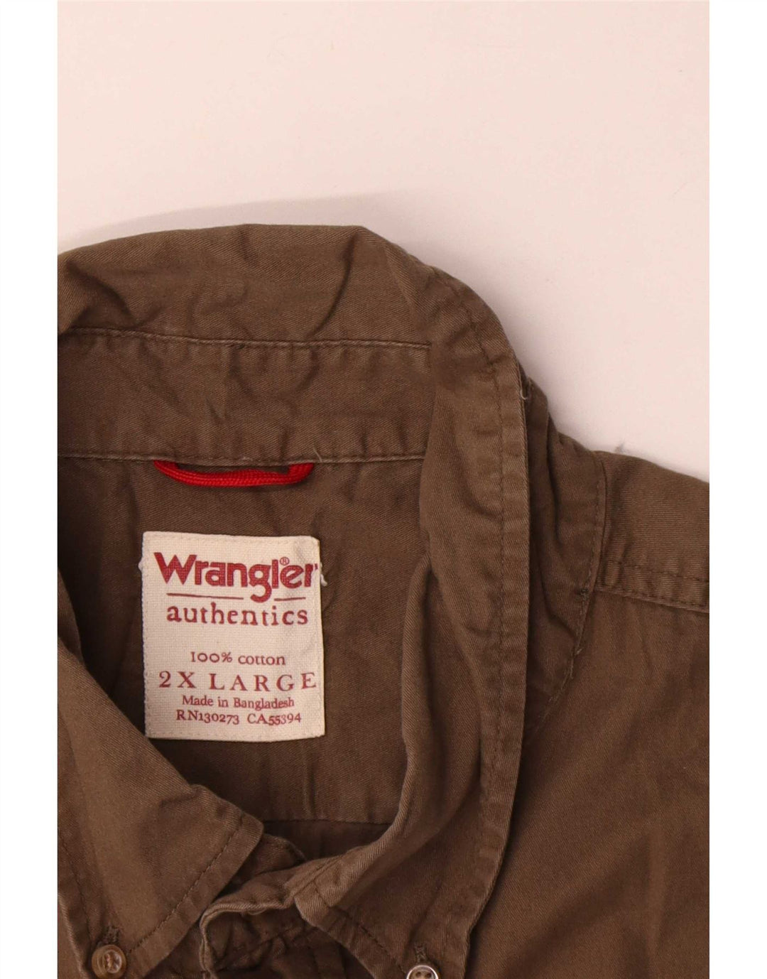 Wrangler Mens Short Sleeve Shirt 2XL Khaki Cotton