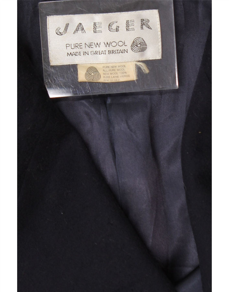 JAEGER Womens Double Breasted Coat UK 14 Medium Navy Blue Wool Vintage Jaeger and Second-Hand Jaeger from Messina Hembry 