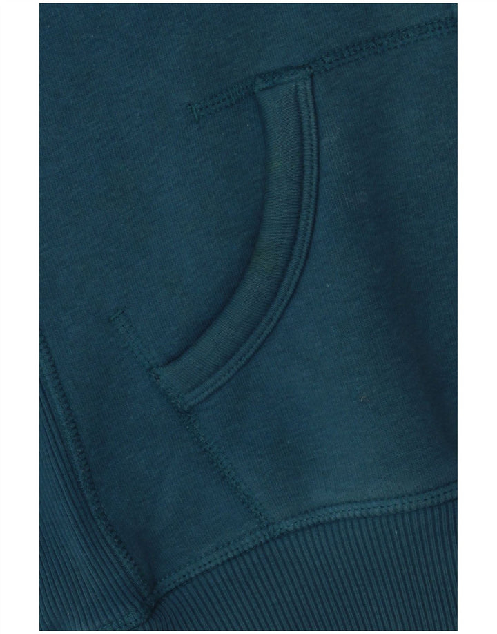 ANIMAL Womens Graphic Zip Hoodie Sweater UK 12 Medium Blue Cotton