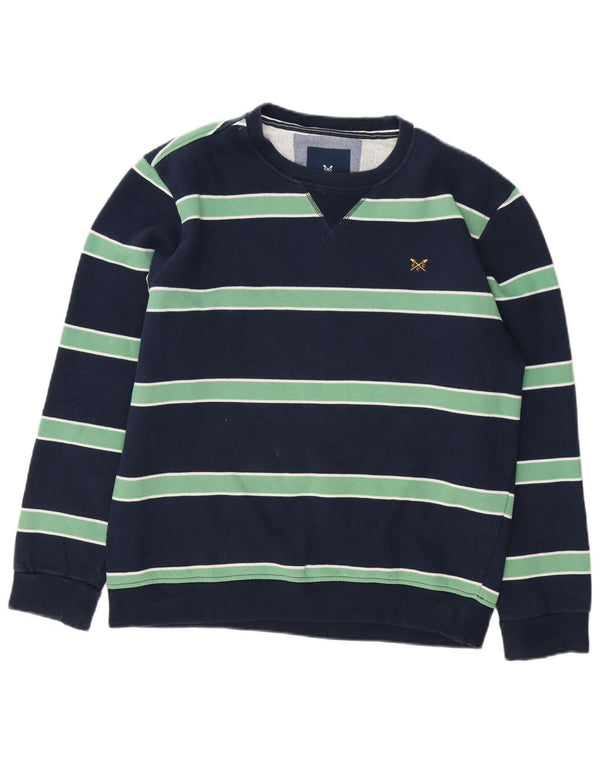 Crew Clothing Mens Sweatshirt Jumper Medium Navy Blue Striped Cotton