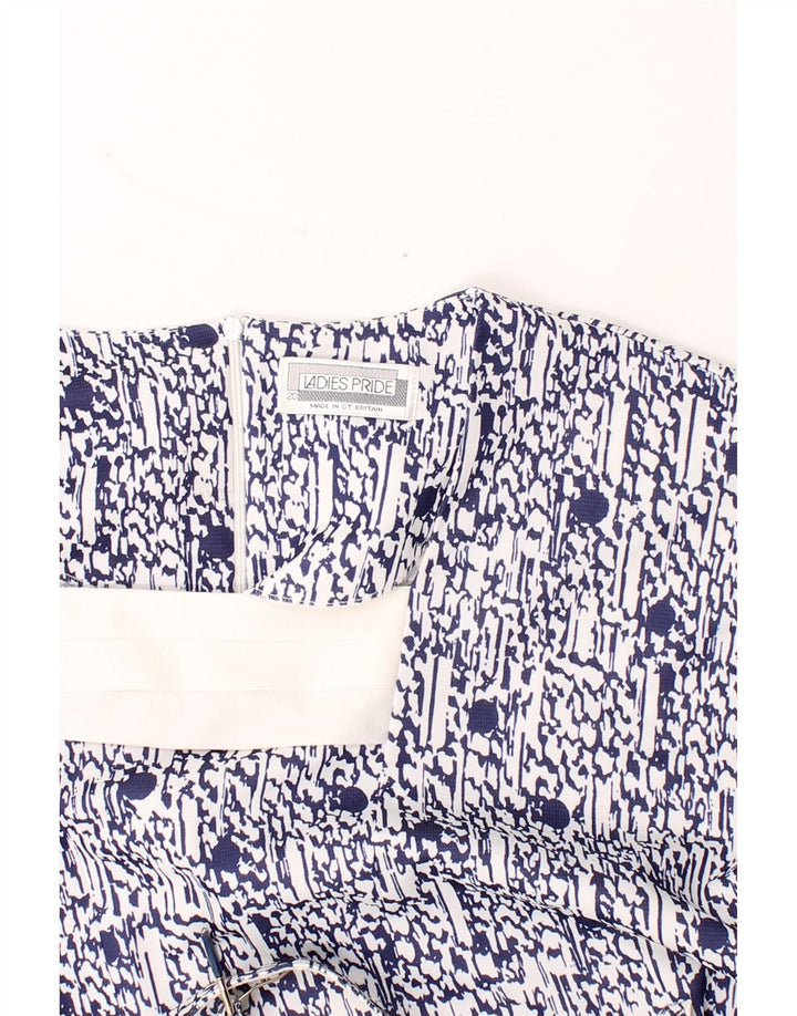LADIES PRIDE Womens Abstract Pattern A-Line Dress UK 20 2XL Navy Blue Vintage Ladies Pride and Second-Hand Ladies Pride from Messina Hembry 