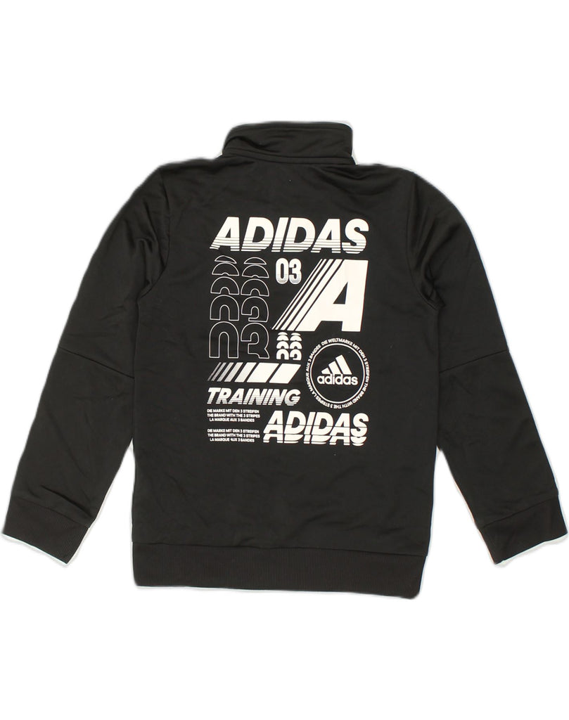 ADIDAS Boys Graphic Tracksuit Top Jacket 7-8 Years Black Polyester | Vintage Adidas | Thrift | Second-Hand Adidas | Used Clothing | Messina Hembry 