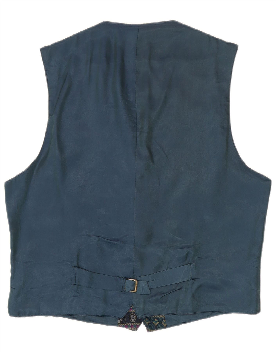 Vintage Mens Waistcoat XL Navy Blue Geometric Polyester
