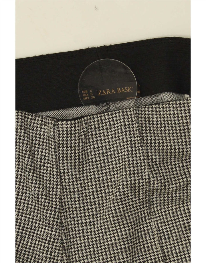 Zara Womens Stirrup Casual Trousers Small W26 L26 Grey Houndstooth