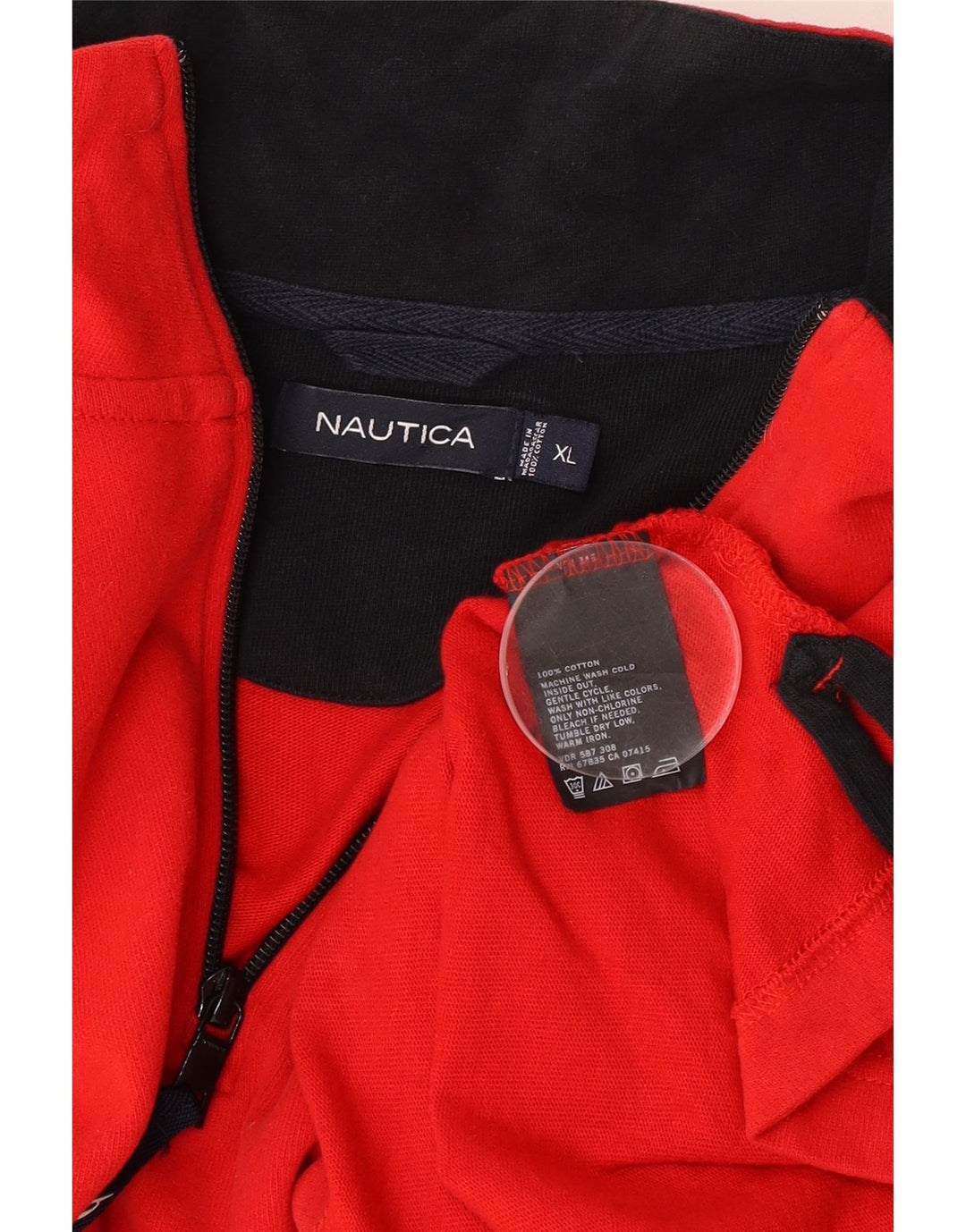 Nautica Mens Zip Neck Top Long Sleeve XL Red Cotton