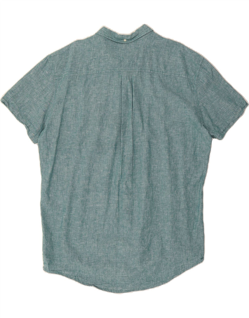 TOMMY HILFIGER Mens Regular Fit Short Sleeve Shirt 2XL Green Linen Vintage Tommy Hilfiger and Second-Hand Tommy Hilfiger from Messina Hembry 