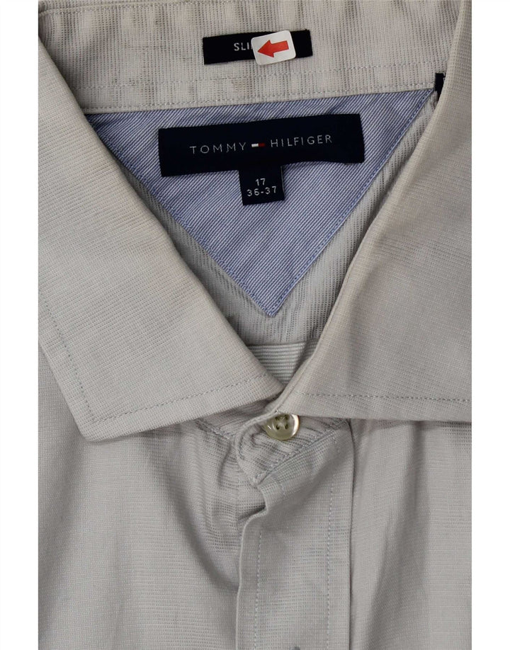 Tommy Hilfiger Mens Slim Fit Shirt Size 17 XL Grey